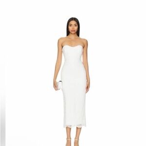 Bardot White Strapless lace Dress